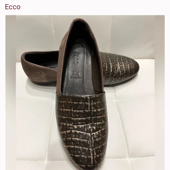 ECCO Touch Ballerina 2 Black Slip On Shoes Sz 36 * 6 Snakeskin Scale Loafers - Picture 6 of 6